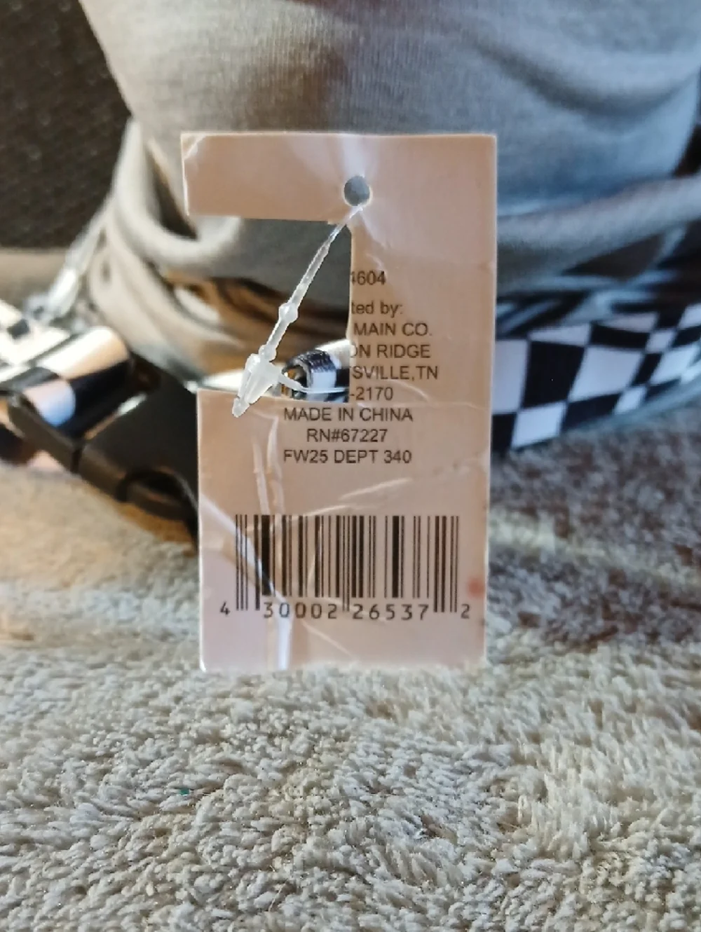 NWT Harley Davidson Bracelet, Gray Gaiter with Black & White Check Lanyard